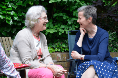 Two ladies talking in a home for care services for Carmichael